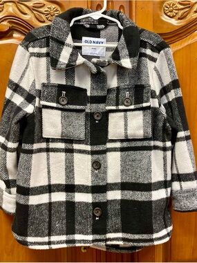 Old Navy Black & White Plaid Kids Jacket